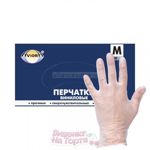 Перчатки виниловые неопудренные, размер M, 100 шт Перчатки виниловые неопудренные, размер M, 100 шт