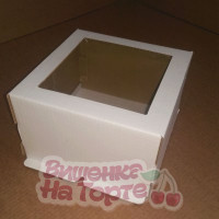 Коробка для торта с окном 30*30*13 см, гофрокартон, белая Коробка для торта с окном 30*30*13 см, гофрокартон, белая