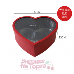 Коробка подарочная с окном Сердце 37*15 см, цвет микс