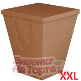 Коробка для цветов 32*50*55 cм, (XXL) с крышкой, крафт Коробка для цветов 32*50*55 cм, (XXL) с крышкой, крафт